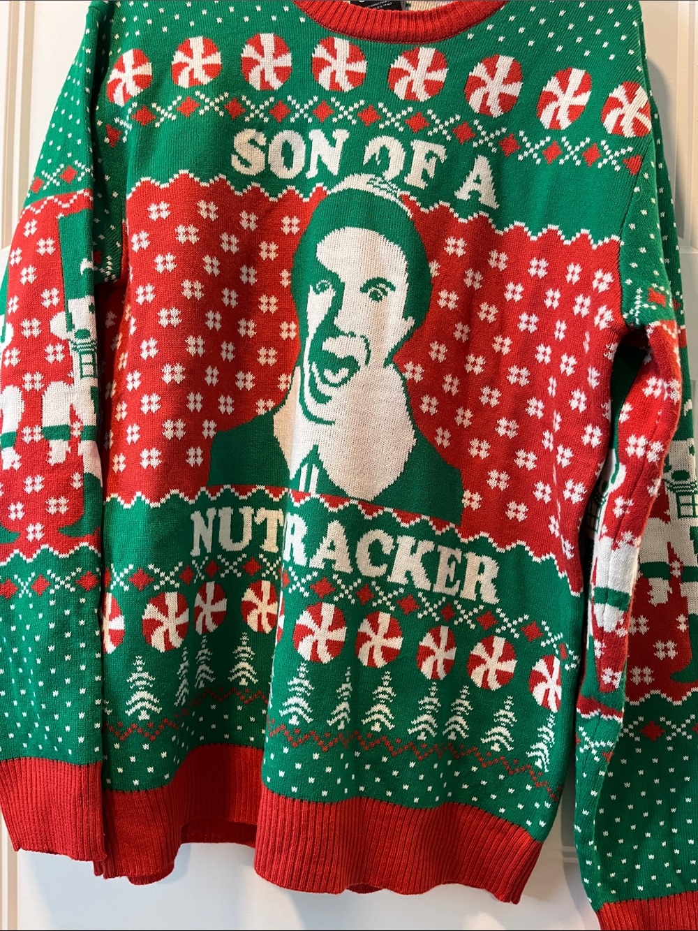 ELF Holiday Crewneck Sweater in Green and Red